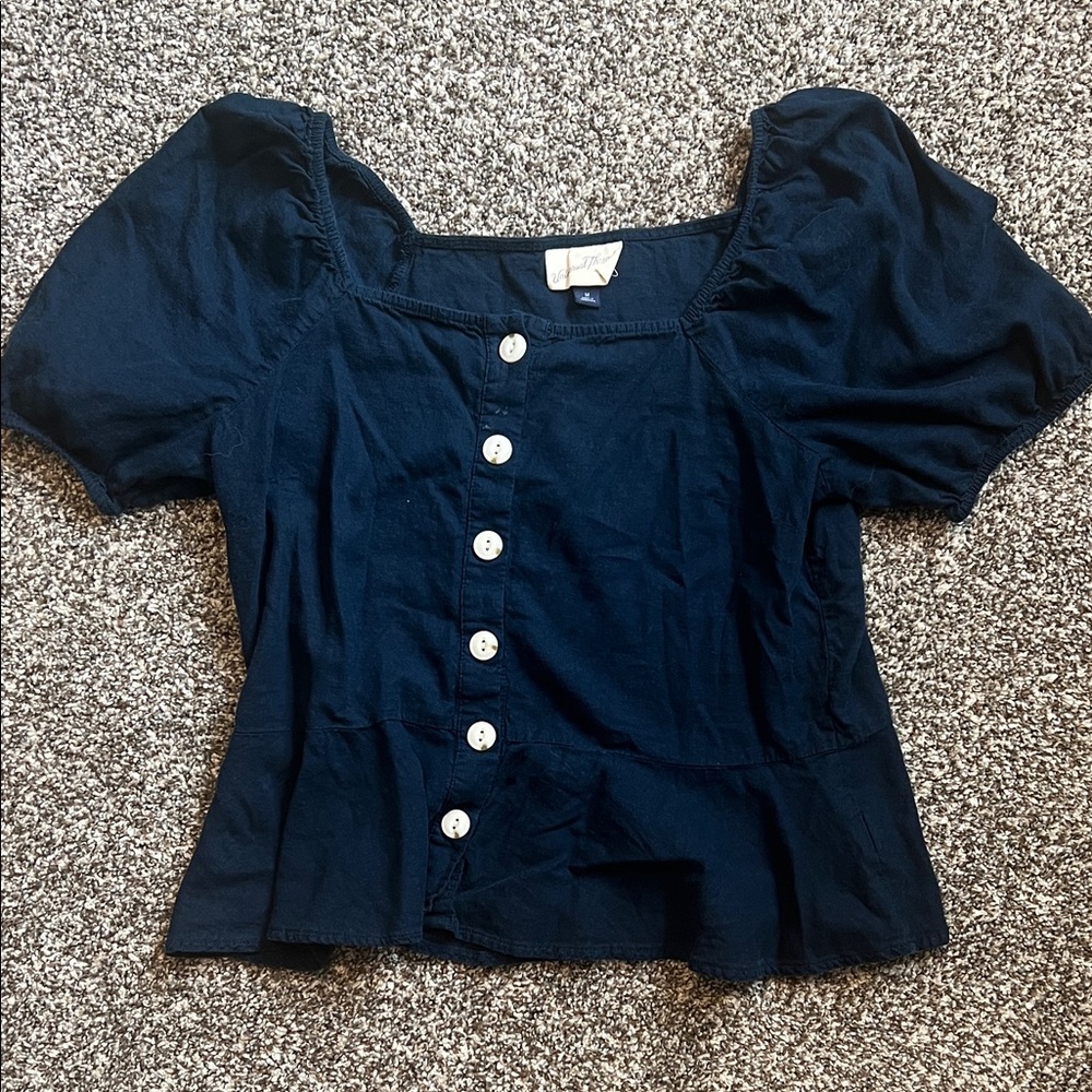 Universal Thread Navy Puff Sleeve Blouse